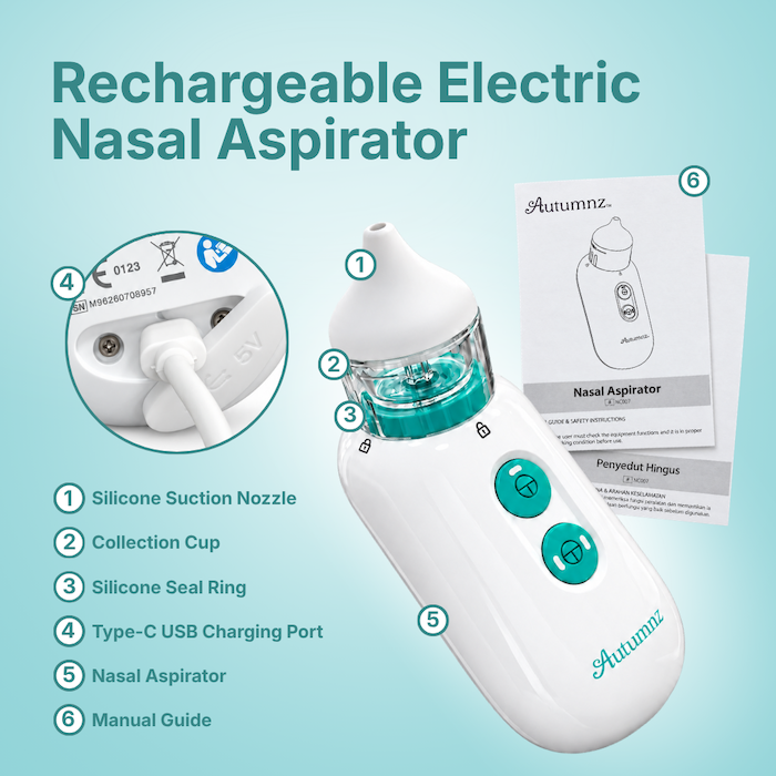 Autumnz Rechargeable Electric Nasal Aspirator (MDA Approved) 6 month Warranty 宝宝鼻涕吸鼻器